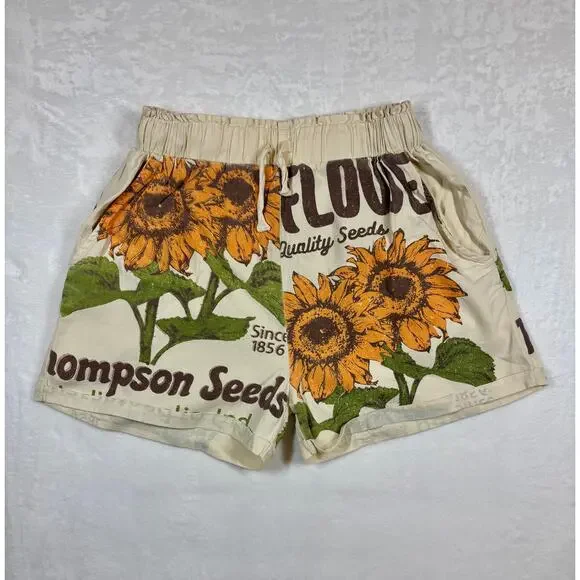 Jaded Gypsy Local Fair 100% Cotton Chic Boho Sunflower Shorts Size L/XL - Picture 2 of 8